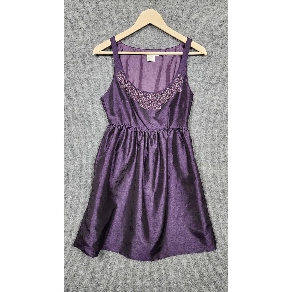 Vtg Y2k Charlotte Russe Dress Wmn S Purple Beaded Party Cocktail Lined‎ Formal